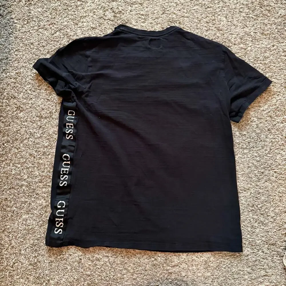 GUESS Black Pocket T Shirt Mens L Logo Side Tape Streetwear Short Sleeve Tee - Picture 7 of 7